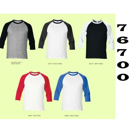 76700 Premium cotton Adult 3/4 sleeve raglan T-shirt